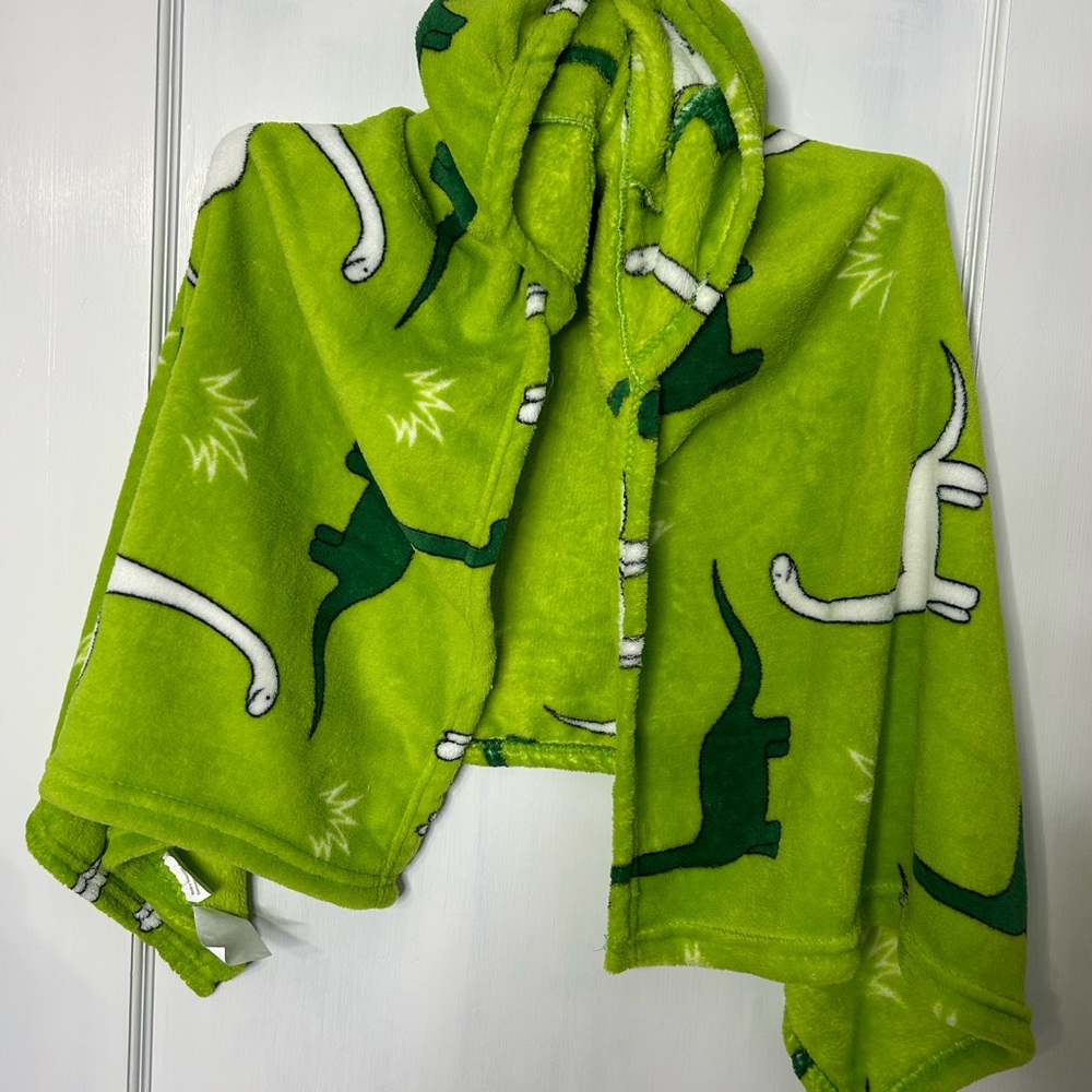 Green Dinosaur kids Hooded Towel Wrap Blanket